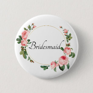 Badge Rond 5 Cm Femme d'honneur rose pâle