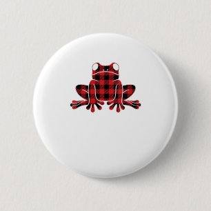 Badge Rond 5 Cm Femme Grenouille Rouge Buffle Plaid Noël