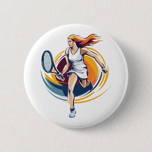 Badge Rond 5 Cm femme jouant au tennis