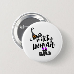 Badge Rond 5 Cm Femme lunatique Halloween de Witchy
