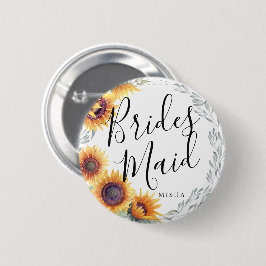 Badge Rond 5 Cm Femme-mère Florales de tournesol Nom personnalisé 