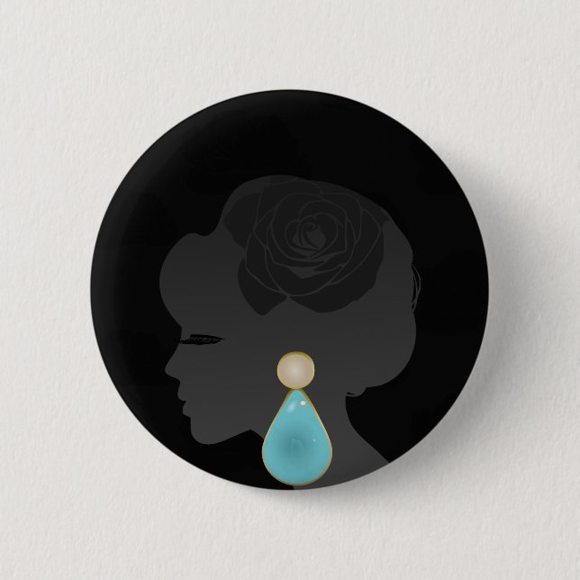 Badge Rond 5 Cm Femme noire Silhouette Dark Glamor (Devant)