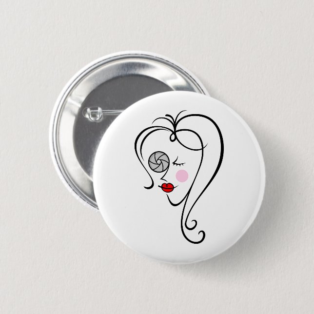 Badge Rond 5 Cm Femme photographe (Devant & derrière)
