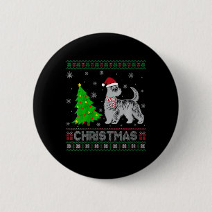 Badge Rond 5 Cm Femme Scottie Chien Xmas Arbre Éclairage Noël laid