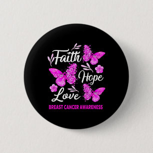Badge Rond 5 Cm Femme Sensibilisation au cancer du sein Faith Hope