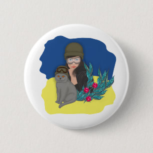 Badge Rond 5 Cm Femme ukrainienne militaire