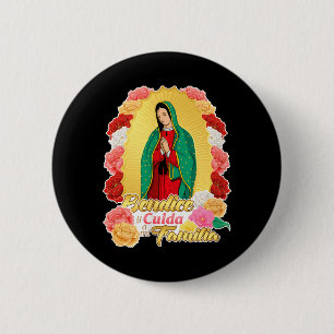 Badge Rond 5 Cm Femme Vierge De Guadalupe Sainte Vierge Marie