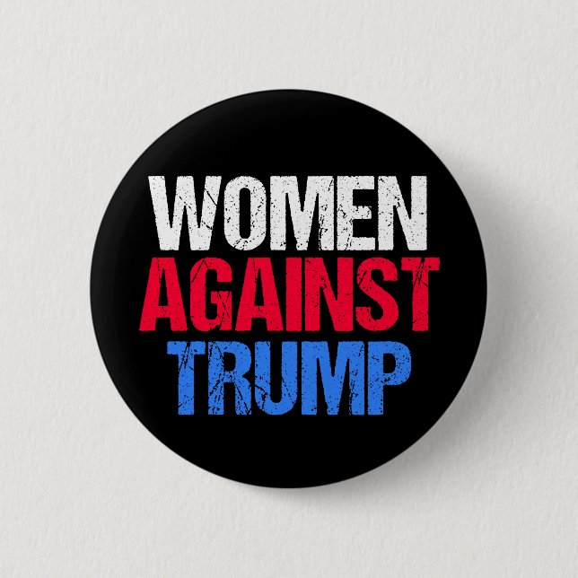 Badge Rond 5 Cm Femmes contre Trump 2024 Élections noir (Devant)