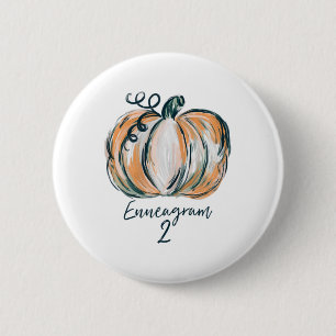 Badge Rond 5 Cm Femmes Enneagram 2 Aquarelle Citrouille Automne Re