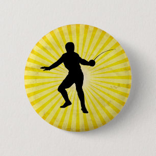 Badge Rond 5 Cm Fencer ; clôture ; jaune