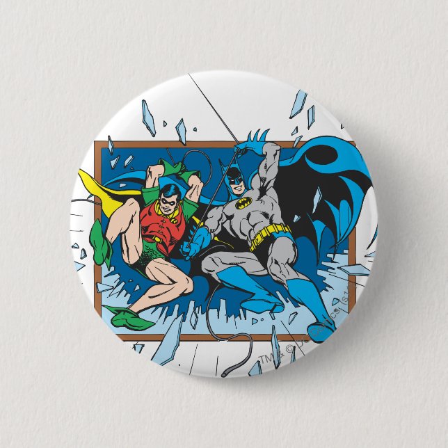 Badge Rond 5 Cm Fenêtre Batman & Robin Shatter (Devant)