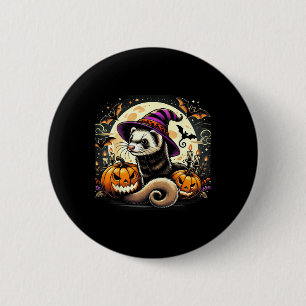 Badge Rond 5 Cm Ferret Witch Halloween - Citrouille Éffrayant chau