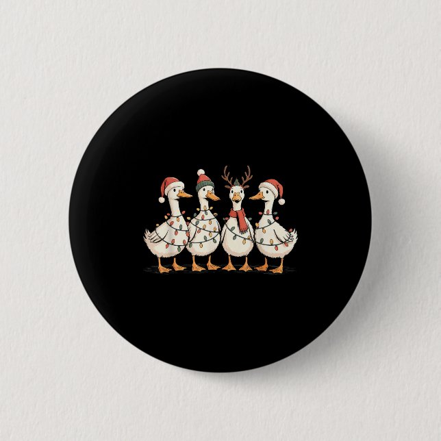 Badge Rond 5 Cm Festive Christmas Ducks Decorative Jolly Xmas Holi (Devant)