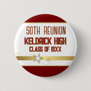 Badge Rond 5 Cm Fête! 50e réunion de classe personnalisée