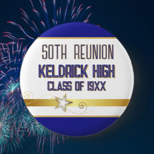 Badge Rond 5 Cm Fête! 50e réunion de classe personnalisée