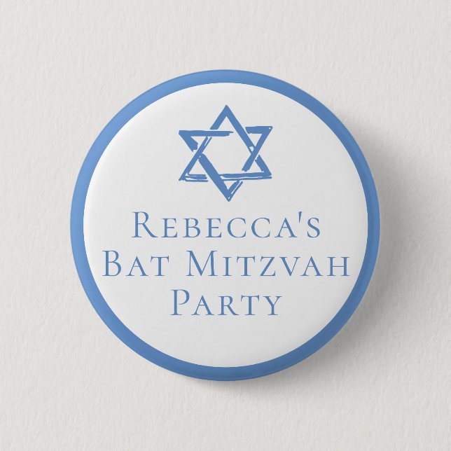 Badge Rond 5 Cm Fête bat mitzvah lumière étoile bleue de David (Devant)