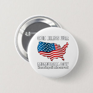 Badge Rond 5 Cm Fête commémorative de Dieu béni USA