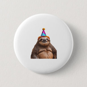Badge Rond 5 Cm Fête d'anniversaire Chunky Sloth casquette cadeau