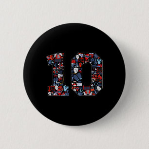 Badge Rond 5 Cm Fête d'anniversaire de 10 ans sur le thème de hock