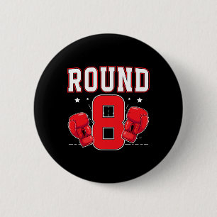 Badge Rond 5 Cm Fête d'anniversaire de boxe de 8 ans Boxeur de hui