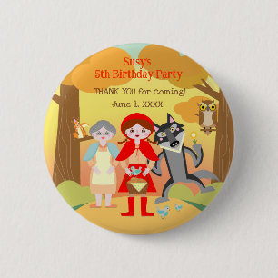 Badge Rond 5 Cm Fête d'anniversaire de fille au Petit Chaperon Rou