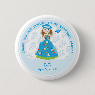 Badge Rond 5 Cm Fête d'anniversaire de fille romantique