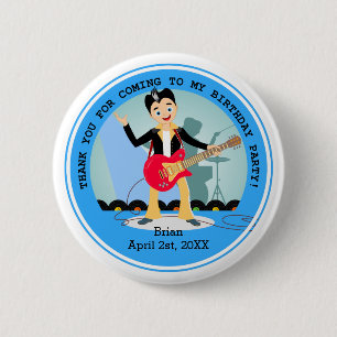 Badge Rond 5 Cm Fête d'anniversaire de garçon de vedette du rock