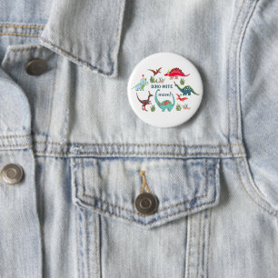 Badge Rond 5 Cm Fête d'anniversaire de maman dinosaure mignonne