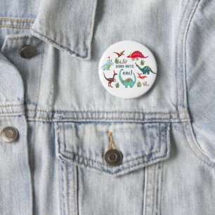 Badge Rond 5 Cm Fête d'anniversaire garçon dinosaure