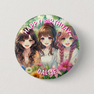 Badge Rond 5 Cm Fête d'anniversaire joyeuse personnalisée