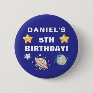Badge Rond 5 Cm Fête d'Anniversaires de enfants à thème Espace per