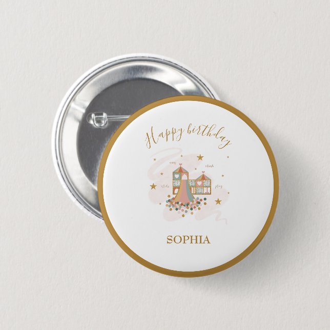 Badge Rond 5 Cm Fête d'aventure en terrain de jeu (Devant & derrière)