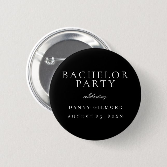 Badge Rond 5 Cm Fête de Bachelor Hommes Classique Noir & Blanc (Devant & derrière)