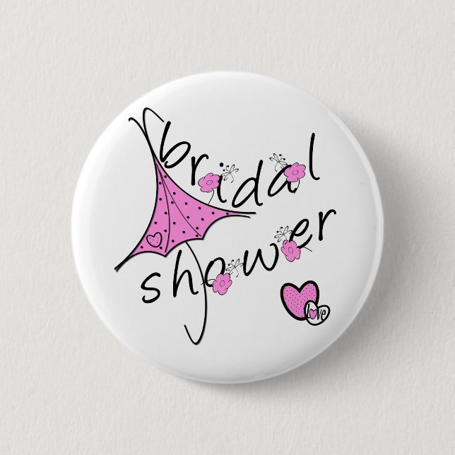 Badge Rond 5 Cm Fête de la mariée rose de parapluie (Devant)