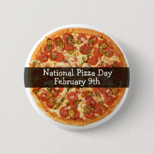Badge Rond 5 Cm Fête de la Pizza 9 février Bouton de Fête