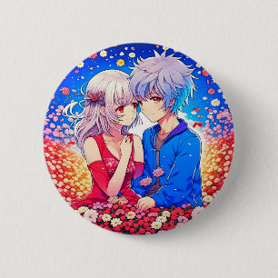 Badge Rond 5 Cm Fête de la Saint-Valentin sur le thème de l'anime
