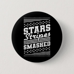 Badge Rond 5 Cm Fête de l'Indépendance Écrasée Stars and Stripes