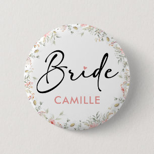 Badge Rond 5 Cm Fête de mariage en fleurs sauvages