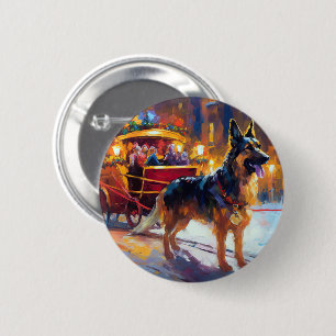 Badge Rond 5 Cm Fête de Noël des bergers allemands