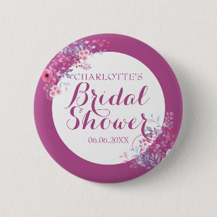 Badge Rond 5 Cm Fête des mariées florale de prés roses