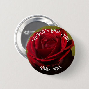 Badge Rond 5 Cm Fête des Mères Rose Rouge Texturée