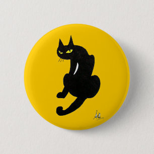 BADGE ROND 5 CM FÊTE D'HALLOWEEN CHAT NOIR