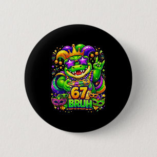 Badge Rond 5 Cm Fête du Mardi gras alligator mardigator 67 bruh je