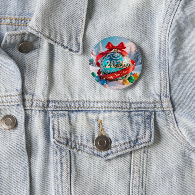 Badge Rond 5 Cm Fête du Nouvel An 2026 (En situation)