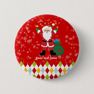 Badge Rond 5 Cm Fête du Père Noël * choisir la couleur de l'arrièr