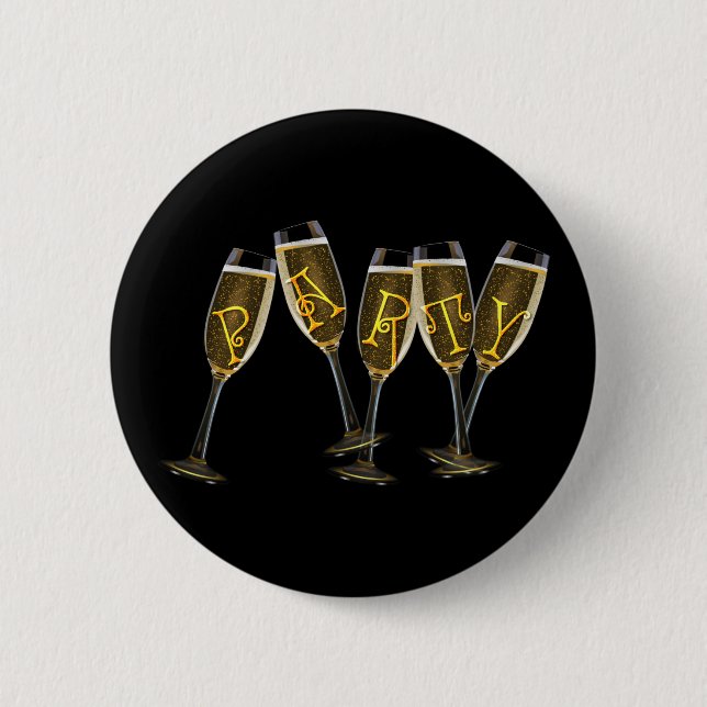 Badge Rond 5 Cm Fête en Champagne (Devant)
