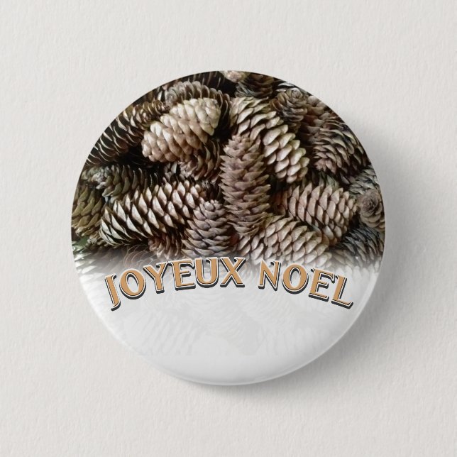 Badge Rond 5 Cm Fête Joyeux Noel Pine Cone (Devant)