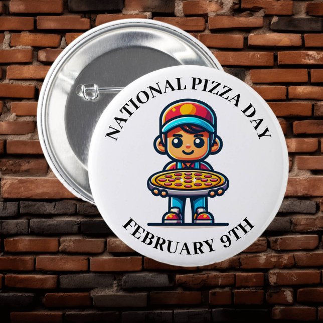 Badge Rond 5 Cm Fête nationale de la Pizza 9 février (Créateur téléchargé)