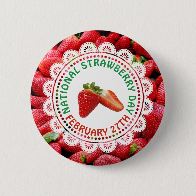 Badge Rond 5 Cm Fête nationale des fraises Février 27th Holiday Pi (Devant)