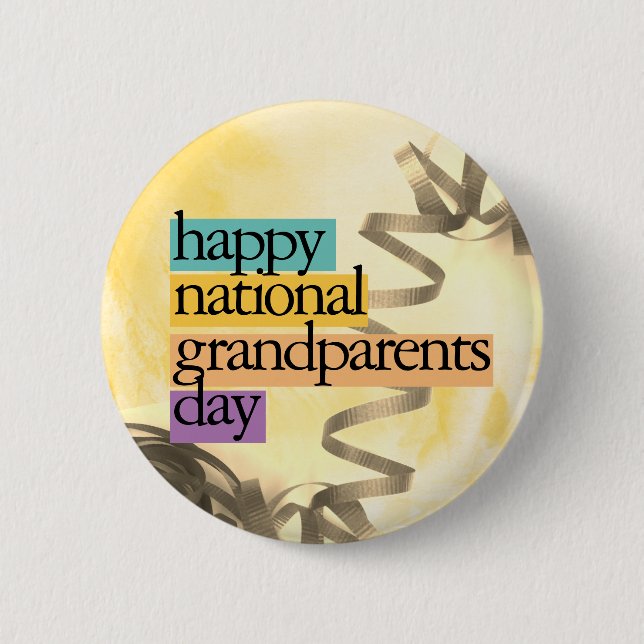 Badge Rond 5 Cm fête nationale des grands-parents heureux (Devant)